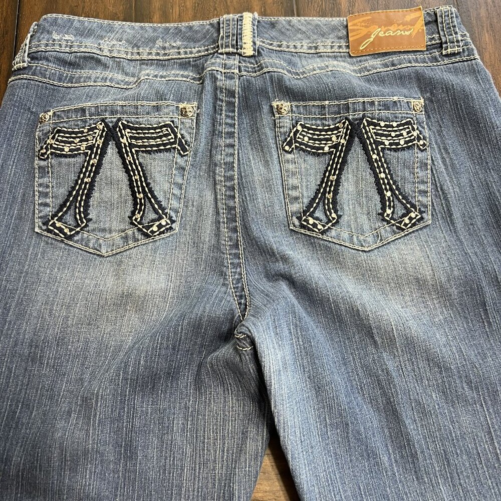 SEVEN7 Embellished Side Ankle Zip Jeans